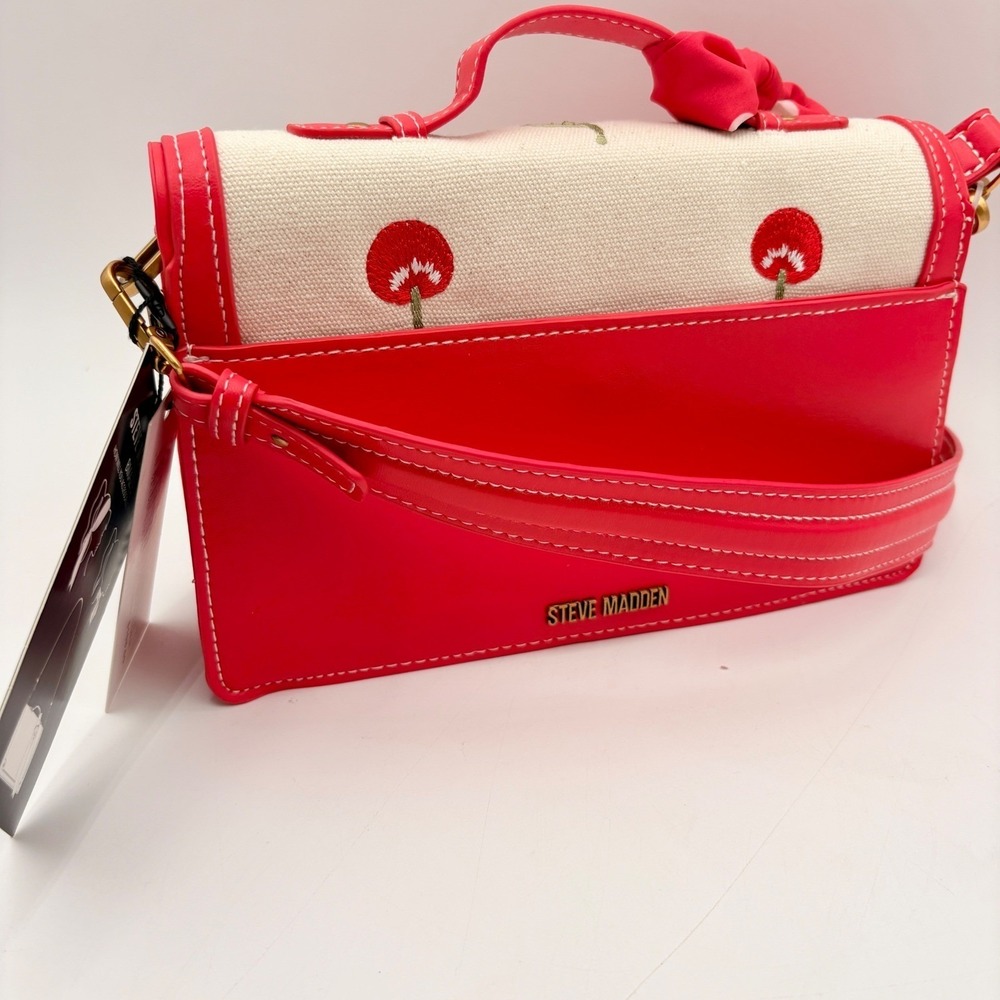 Steve Madden BMAZIE Cherry Embroidered Crossbody‎ Bag Red White Polka Dot Scarf - Picture 5 of 16